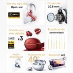 Audífonos Bluetooth QCY Crossky C30S con estuche negro especificaciones