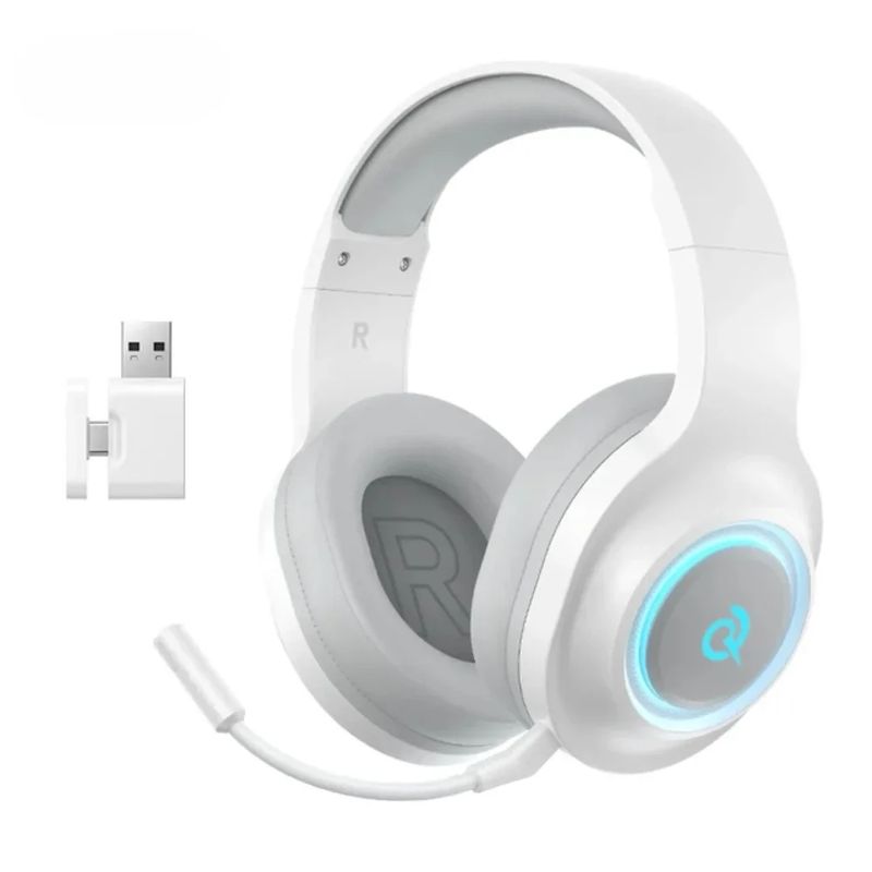 Audífonos gamer QCY HEROAD V200, micrófono, Bluetooth/USB/3.5 mm, sonido 7.1, blanco