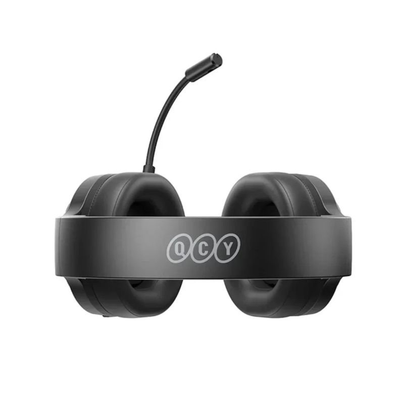 Audífonos gamer QCY HEROAD V200 con micrófono ajustable negro vista detalle