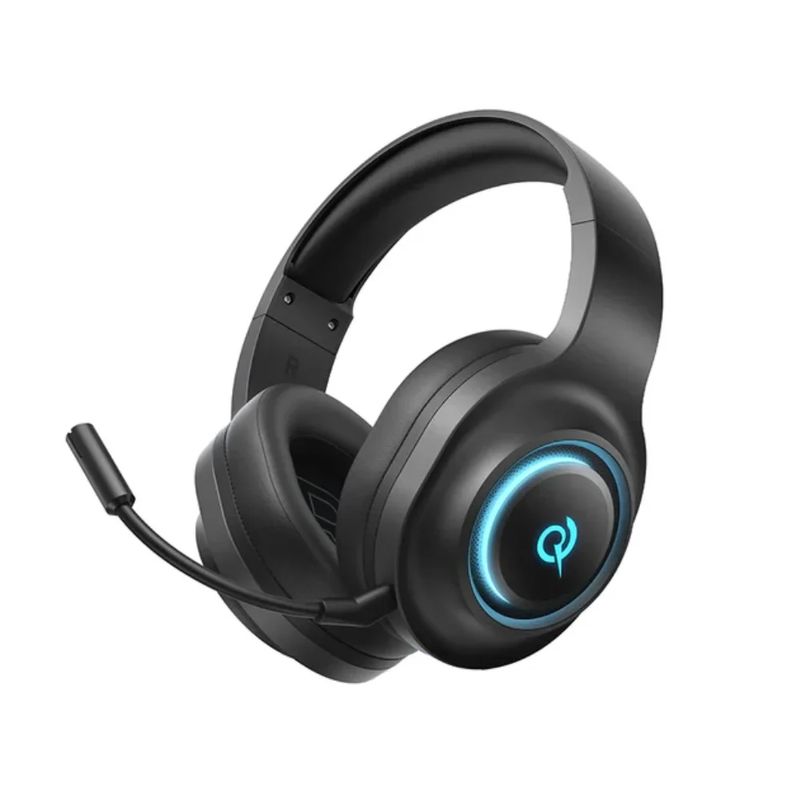 Audífonos gamer QCY HEROAD V200 conectividad Bluetooth negro vista lateral