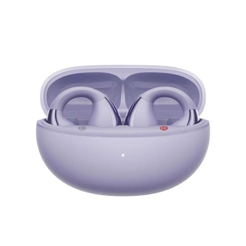 Audífonos Bluetooth QCY Crossky C30 con estuche morado vista frontal