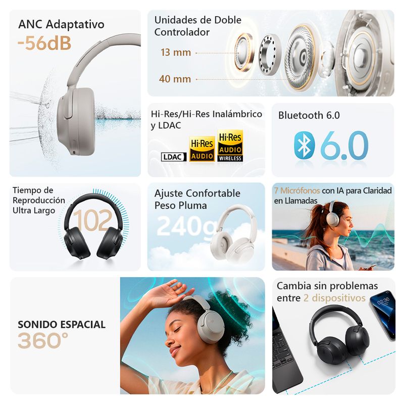 Audífonos QCY H3S cancelación de ruido especificaciones
