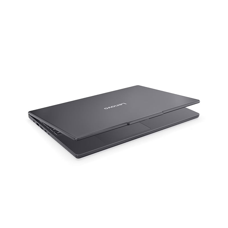 Laptop Lenovo 14 pulgadas OLED Luna Grey vista lateral perfil delgado