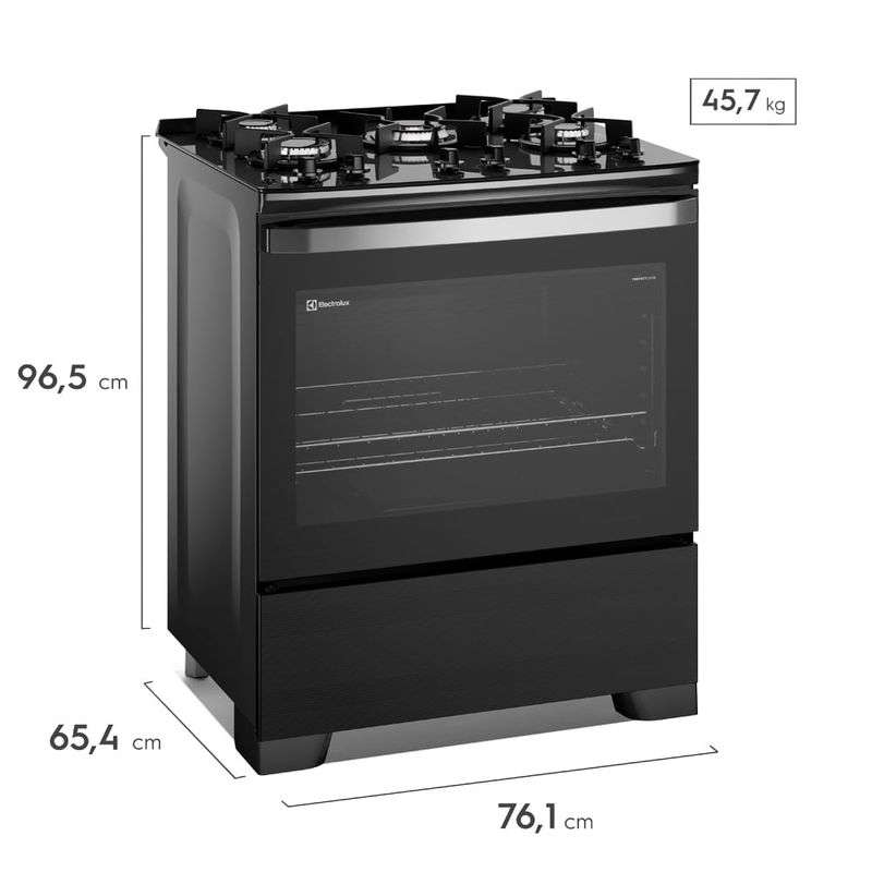 Cocina Electrolux 5 Quemadores PerfectCook Negro