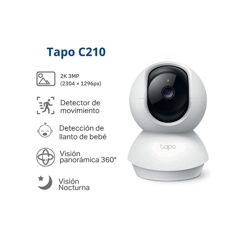 Cámara de seguridad TP-Link Tapo C210 visión nocturna infrarroja blanco vista frontal