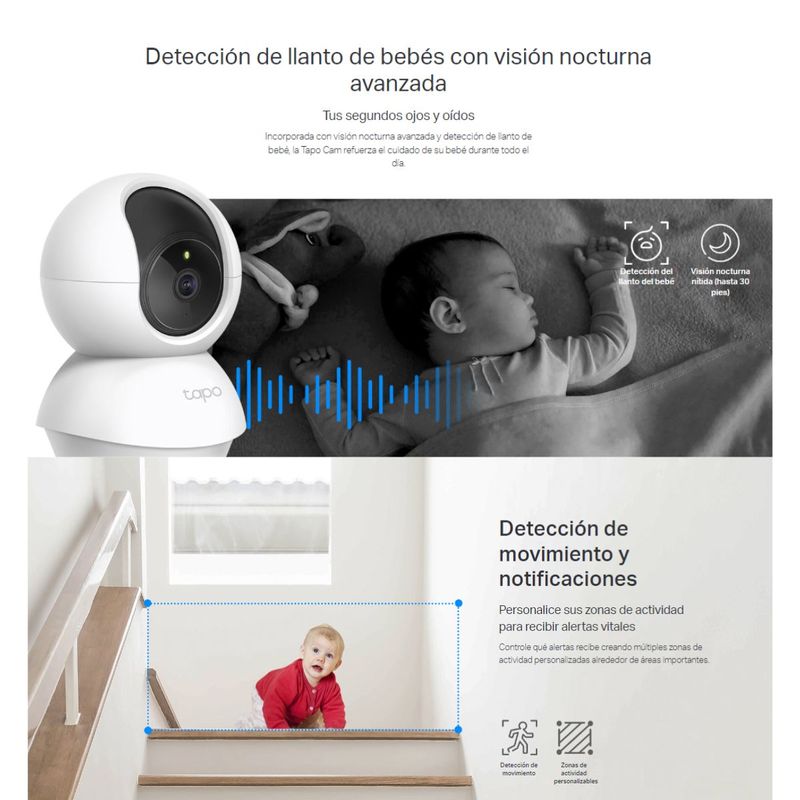Cámara de seguridad TP-Link Tapo C210 rotación motorizada blanco vista detalle