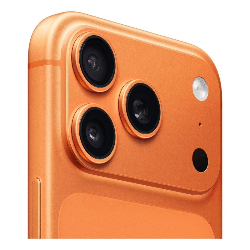 Celular Apple iPhone 17 Pro Max cámara triple 48MP naranja vista posterior