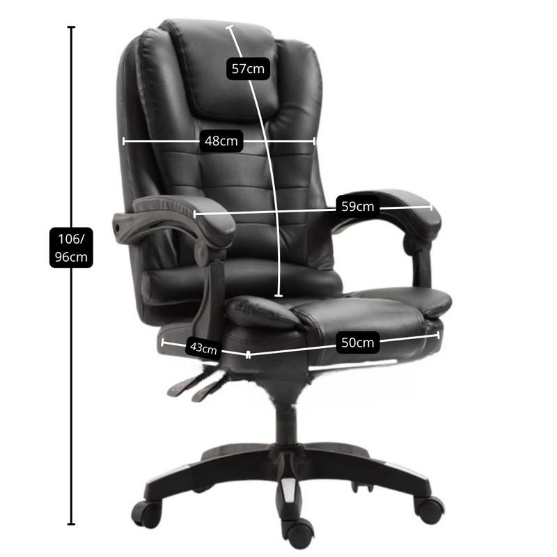 Silla de Oficina Relleno PU Reclinable con Ruedas Silenciosas
