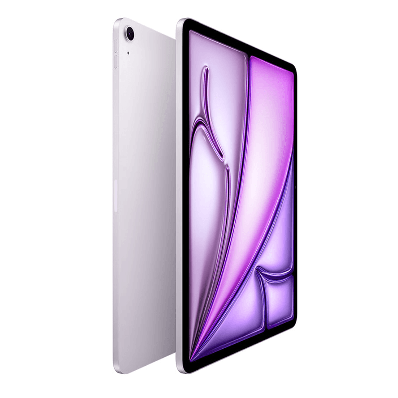 Tablet Apple iPad Air M4 11 pulgadas diseño delgado morado vista lateral