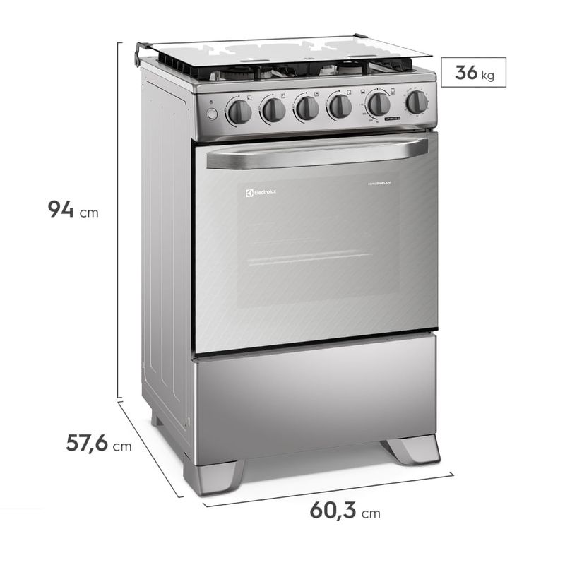 Cocina Electrolux 4 Quemadores VaporBake Triple Llama Inox