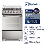 Cocina Electrolux 4 Quemadores VaporBake Triple Llama Inox