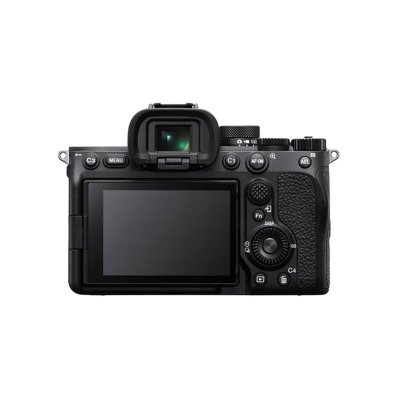 Cámara mirrorless Sony Alpha a7 IV pantalla táctil negro vista posterior