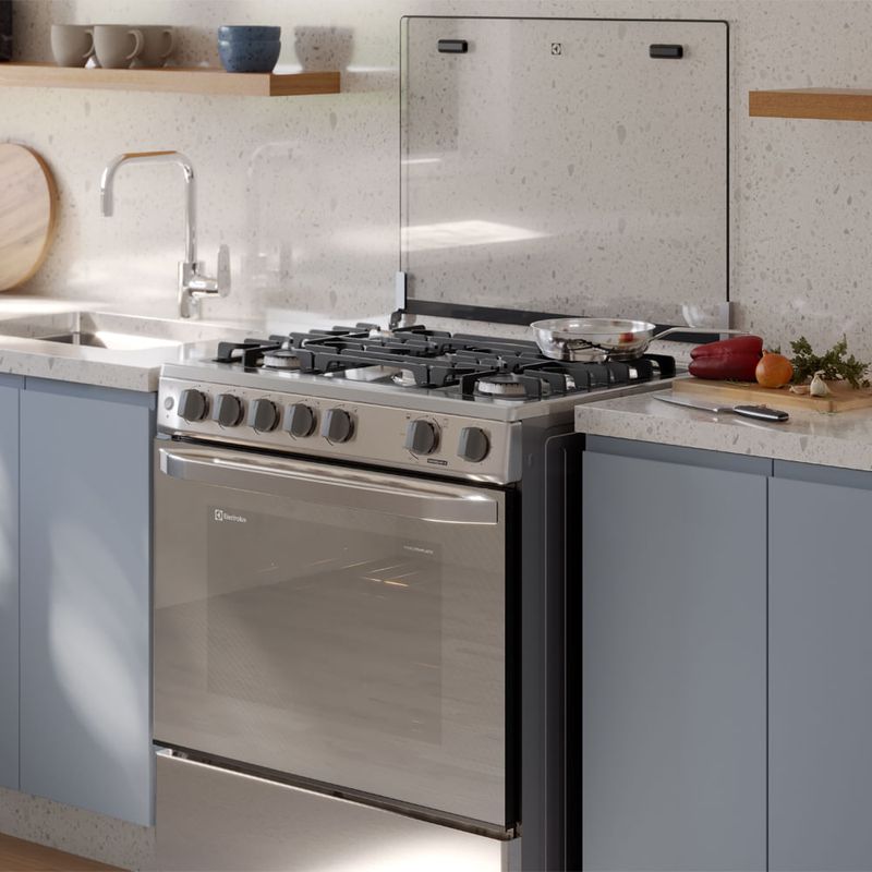 Cocina Electrolux 5 Quemadores VaporBake Triple Llama Inox