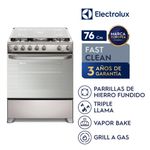 Cocina Electrolux 5 Quemadores VaporBake Triple Llama Inox
