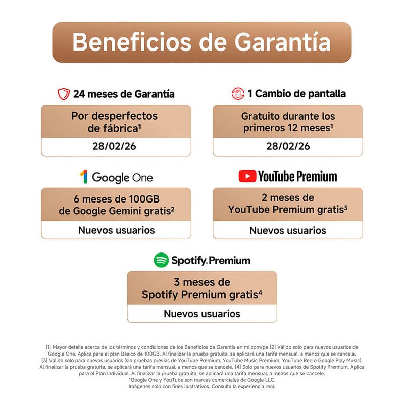 Celular Xiaomi Redmi Note 15 Pro azul glaciar imagen informativa beneficios de garantía del producto
