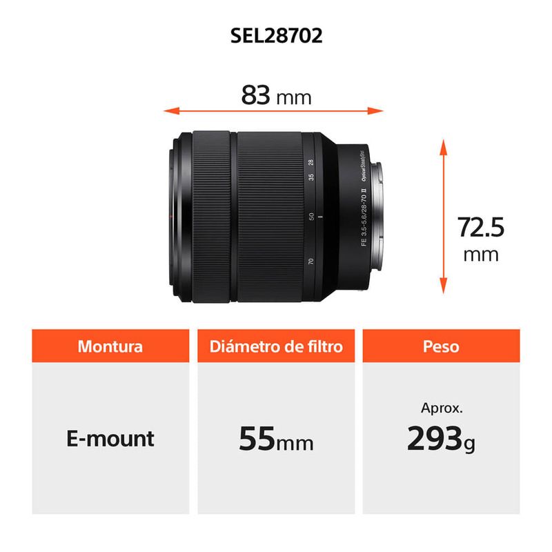 Cámara Sony Alpha a7 III mirrorless lente 28-70mm uso fotografía