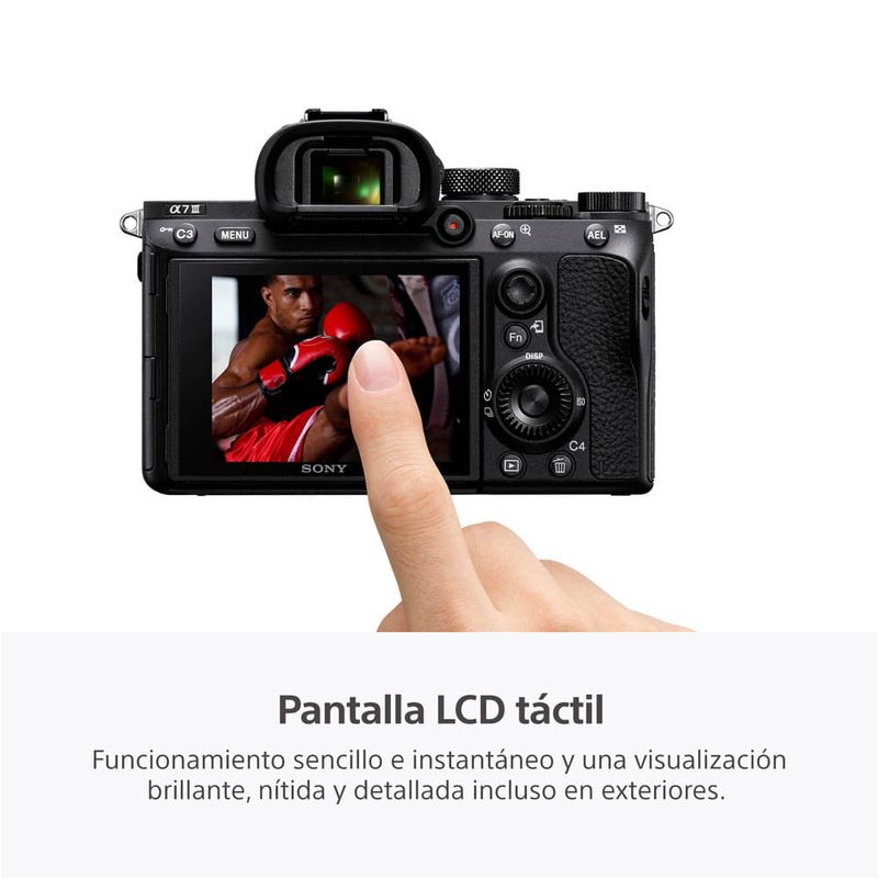 Cámara Sony Alpha a7 III mirrorless lente 28-70mm uso fotografía