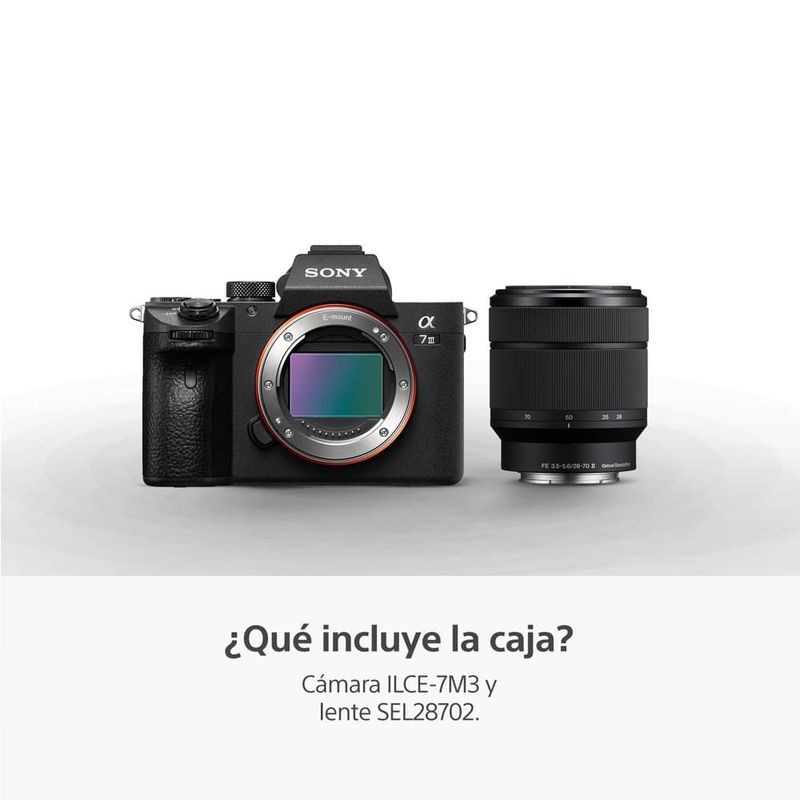 Cámara Sony Alpha a7 III mirrorless lente 28-70mm uso fotografía