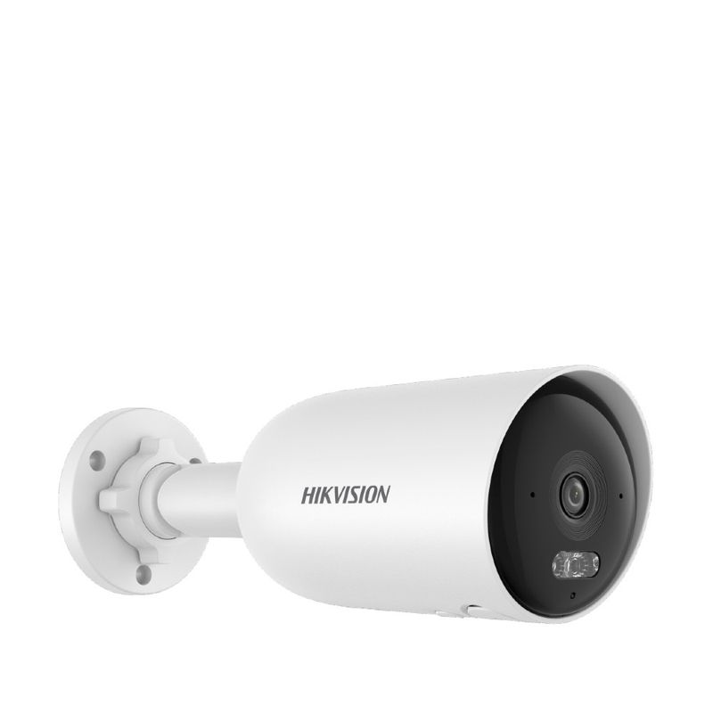 Cámara solar Hikvision 4G LTE vigilancia exterior blanca vista lateral panel solar