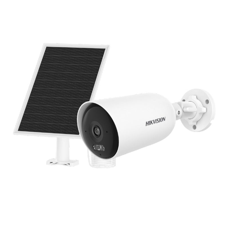Cámara vigilancia Hikvision 4G LTE batería 9000mAh blanca vista producto fondo blanco