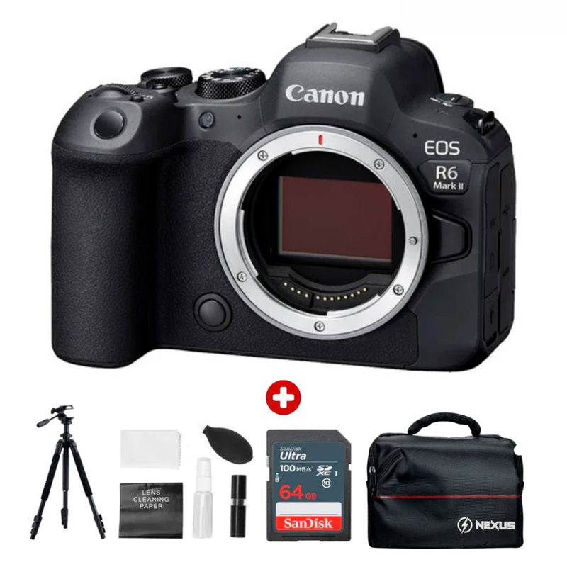 Canon EOS R6 Mark II cámara profesional Canon vista frontal + kit