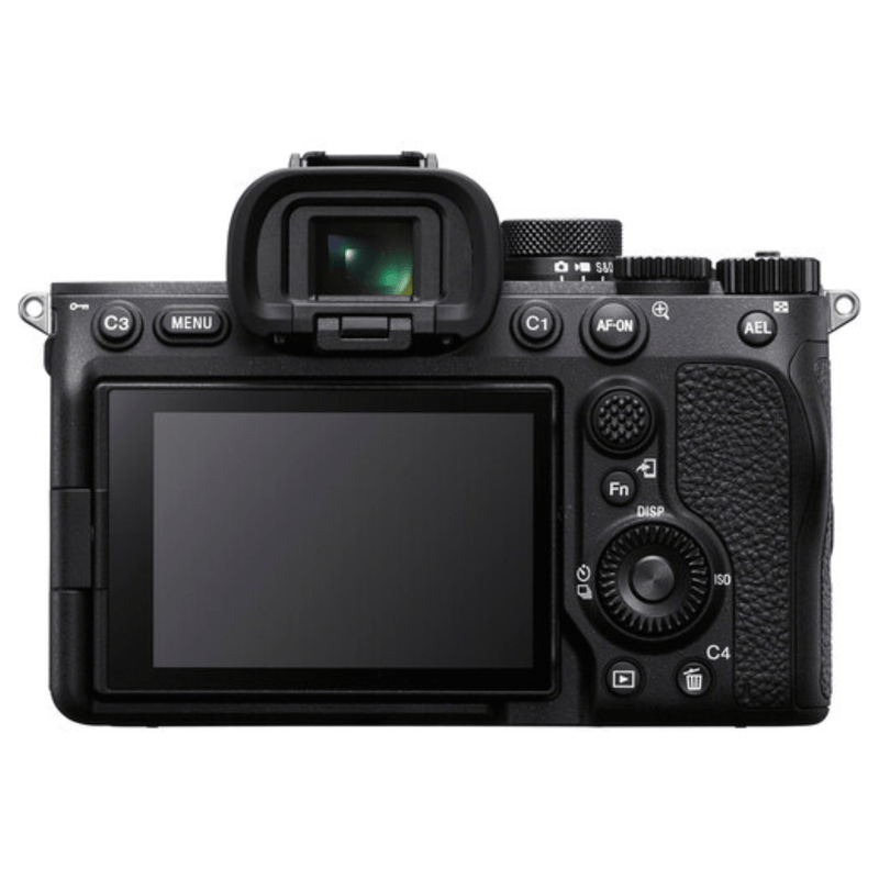 Cámara mirrorless Sony Alpha a7 IV 33MP video 4K cuerpo solo negro vista frontal con kit básico