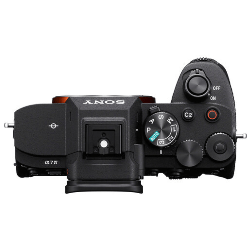 Cámara mirrorless Sony Alpha a7 IV 33MP video 4K cuerpo solo negro vista frontal con kit básico