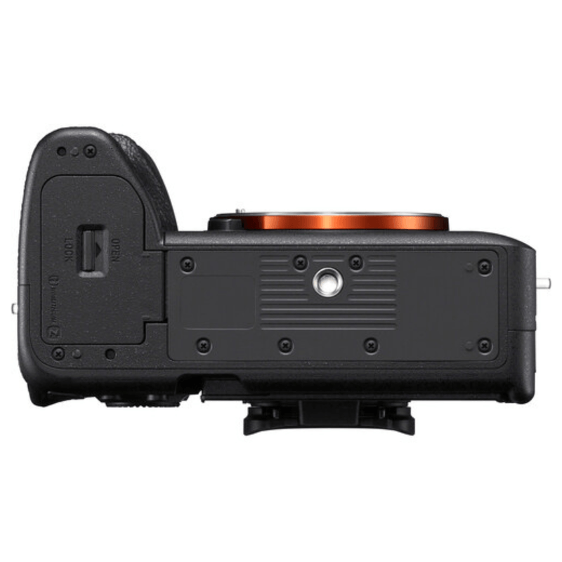 Cámara mirrorless Sony Alpha a7 IV 33MP video 4K cuerpo solo negro vista frontal con kit básico