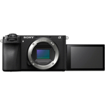 Cámara mirrorless Sony Alpha a6700 26MP video 4K cuerpo solo negro con kit deluxe y trípode profesional vista frontal