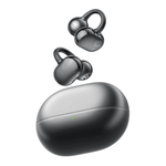 Audífonos Bluetooth True Wireless SoundPeats Pop Clip open ear IPX5 negro vista lateral con estuche de carga