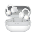 Audífonos Bluetooth True Wireless SoundPeats Pop Clip open ear IPX5 blanco vista frontal con estuche de carga