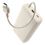 Power Bank Xiaomi 20000mAh 33W, carga rápida, hasta múltiples cargas, beige, ángulo frontal oblicuo con cable de carga