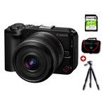 Cámara mirrorless Canon EOS R50 V 24.2MP lente 14-30mm 4K negro vista con accesorios
