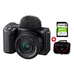 Cámara mirrorless Sony ZV-E10 II 26MP lente 16-50mm 4K negro vista con accesorios