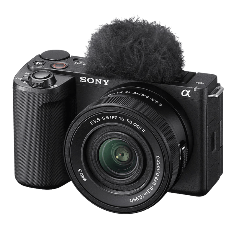 Cámara mirrorless Sony ZV-E10 II 26MP lente 16-50mm 4K negro vista en ángulo