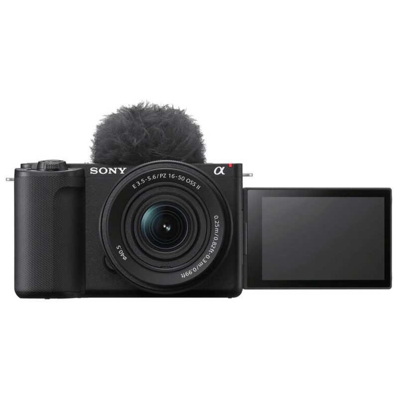 Cámara mirrorless Sony ZV-E10 II 26MP lente 16-50mm 4K negro vista detalle pantalla