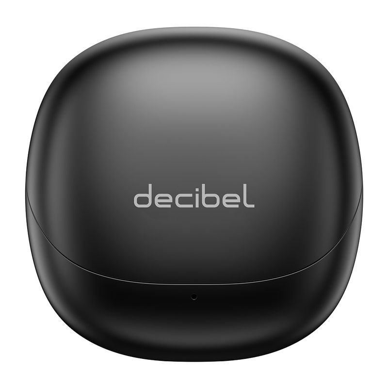 Audífonos bluetooth True Wireless Decibel Air batería 7.5 horas negro vista frontal estuche de carga cerrado