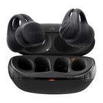 Audífonos bluetooth True Wireless Hakii Link resistencia al agua IPX5 negro vista frontal estuche de carga abierto con audífonos