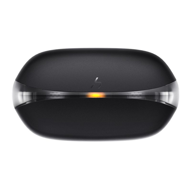 Audífonos bluetooth True Wireless Hakii Link resistencia al agua IPX5 negro vista frontal estuche de carga cerrado
