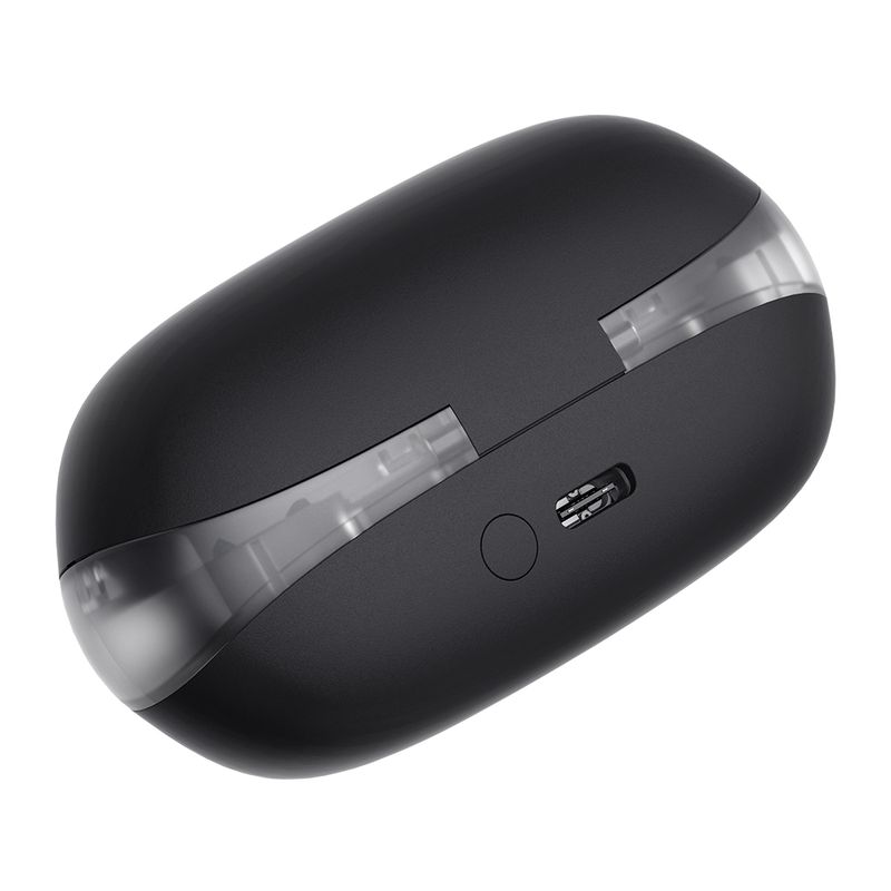 Audífonos bluetooth True Wireless Hakii Link resistencia al agua IPX5 negro vista posterior estuche de carga cerrado