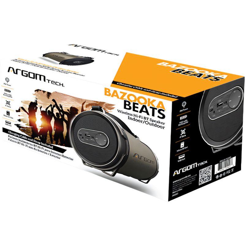 Parlante Bluetooth BoogieBoom IPX7 portátil recargable negro vista con dos parlantes TWS