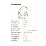 Audífonos Bluetooth Over Ear QCY H3 ANC cancelación de ruido blanco vista frontal especificaciones técnicas