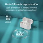 Audífonos bluetooth True Wireless Philips TAQ2000WT, resistencia al agua IPX4, blanco, especificaciones