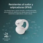Audífonos bluetooth True Wireless Philips TAQ2000WT, resistencia al agua IPX4, blanco, especificaciones