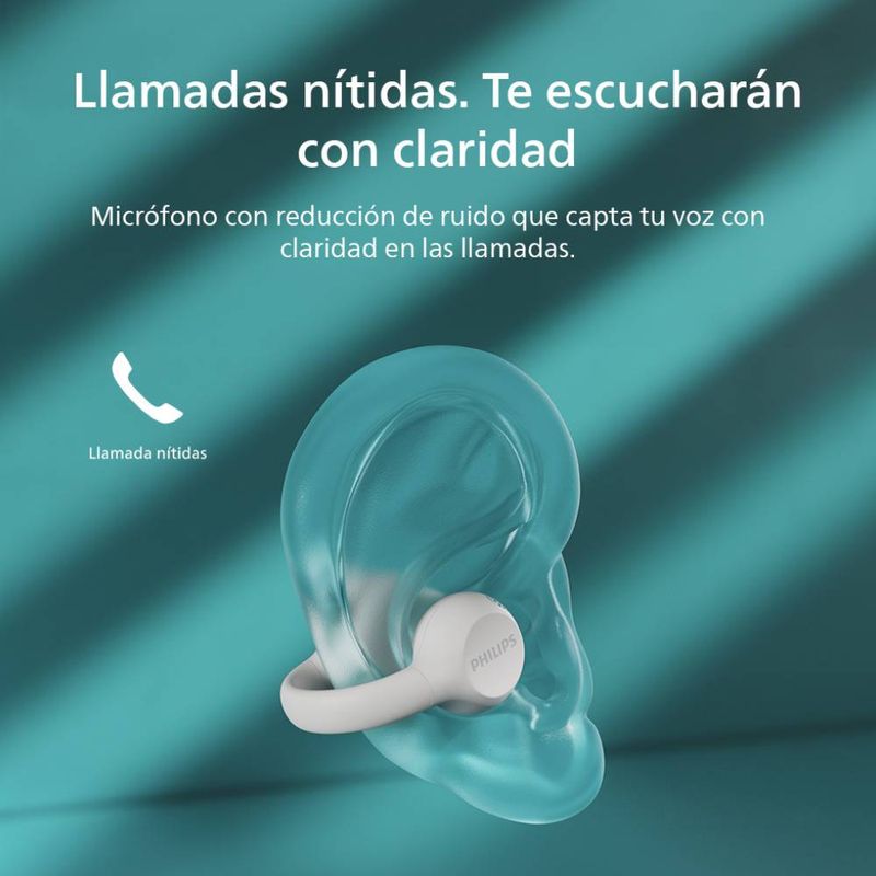 Audífonos bluetooth True Wireless Philips TAQ2000WT, resistencia al agua IPX4, blanco, especificaciones