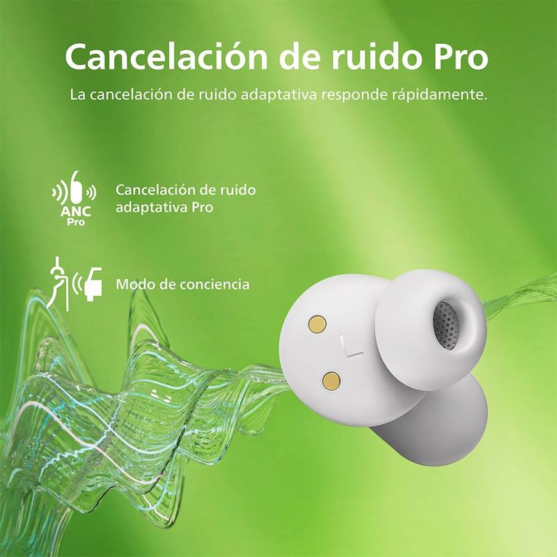 Audífonos tws bluetooth Philips TAT3509WT Blanco Cancelación