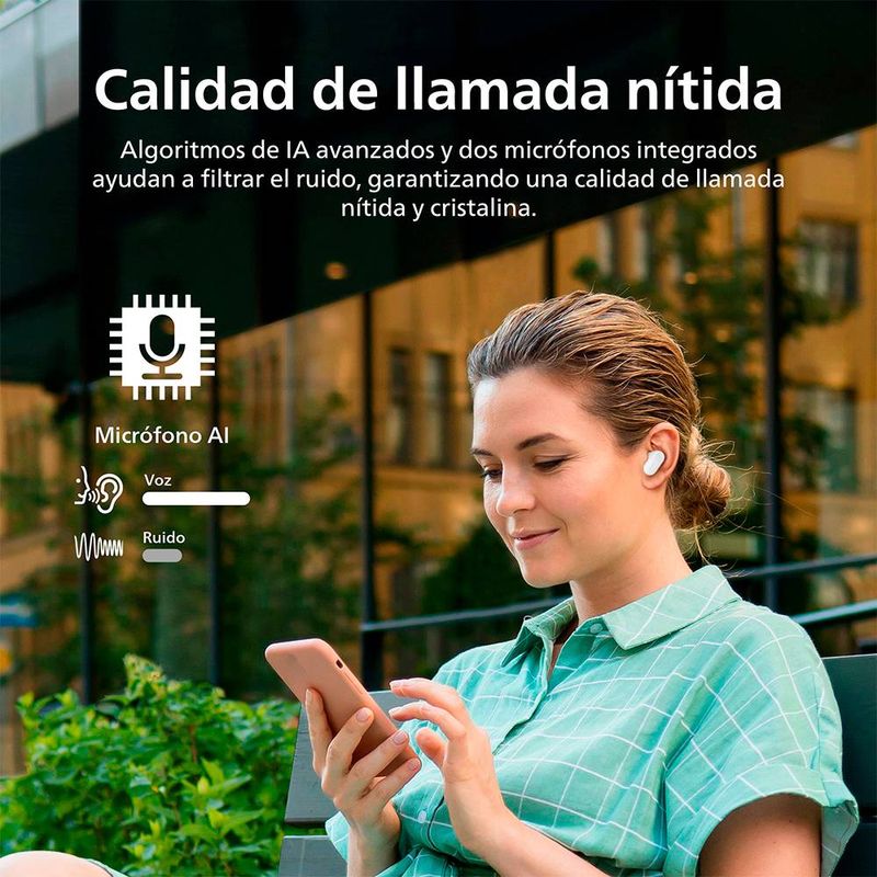 Audífonos tws bluetooth Philips TAT3509WT Blanco llamada