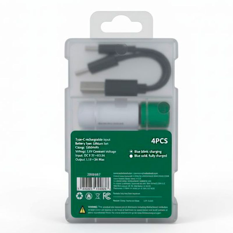 Pack de pilas AA recargables Radioshack 2200mAh con LED indicador vista lateral