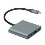 Adaptador multipuerto 3 en 1 Radioshack USB-C negro frontal