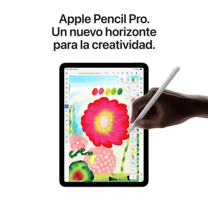Tablet Apple iPad Air M4 pantalla 11 pulgadas color azul en uso creativo